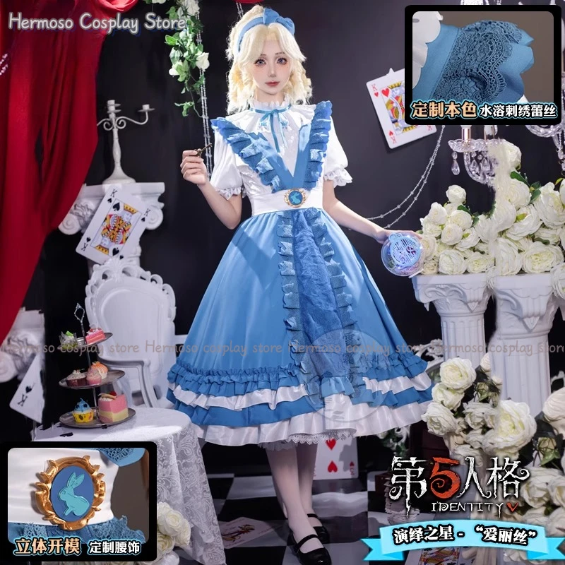 

Игра Identity V Репортер Алиса Косплей Костюм Парик Аниме Одежда Синее Милое Платье Рождество Хэллоуин Comic Con Полные Наборы