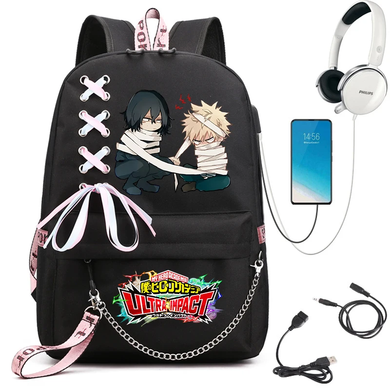 

Anime Student Backpack My Hero Academia Himiko Toga Eraser Head Girls School Bag Rucksack Usb Port Girls Backpack Travel Mochila