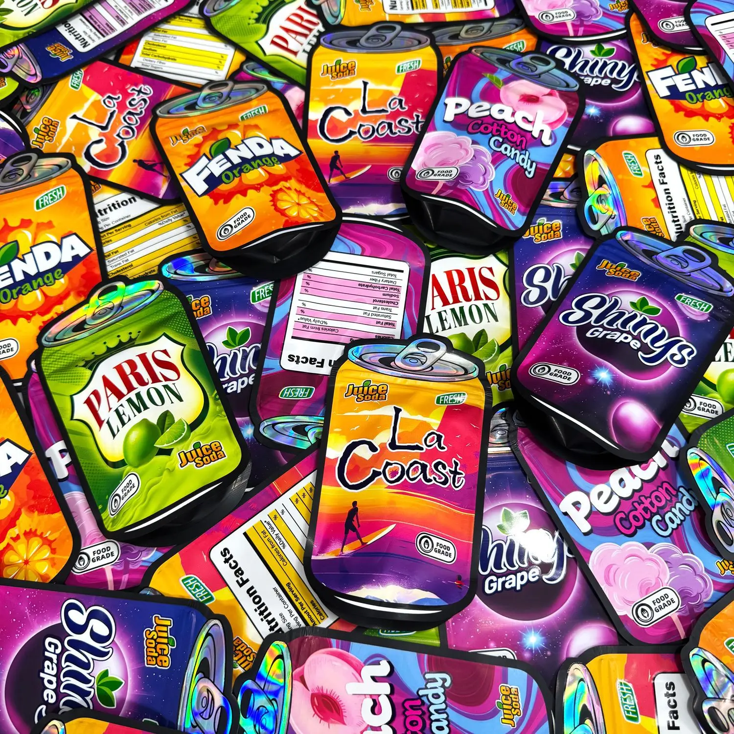 Car Juice Can Shape Empty Irregular Die Cut Shape Mylar Bags 3.5g Plastic Zipper Lock Storage Pouch Smell Proof Packaging Case view 6