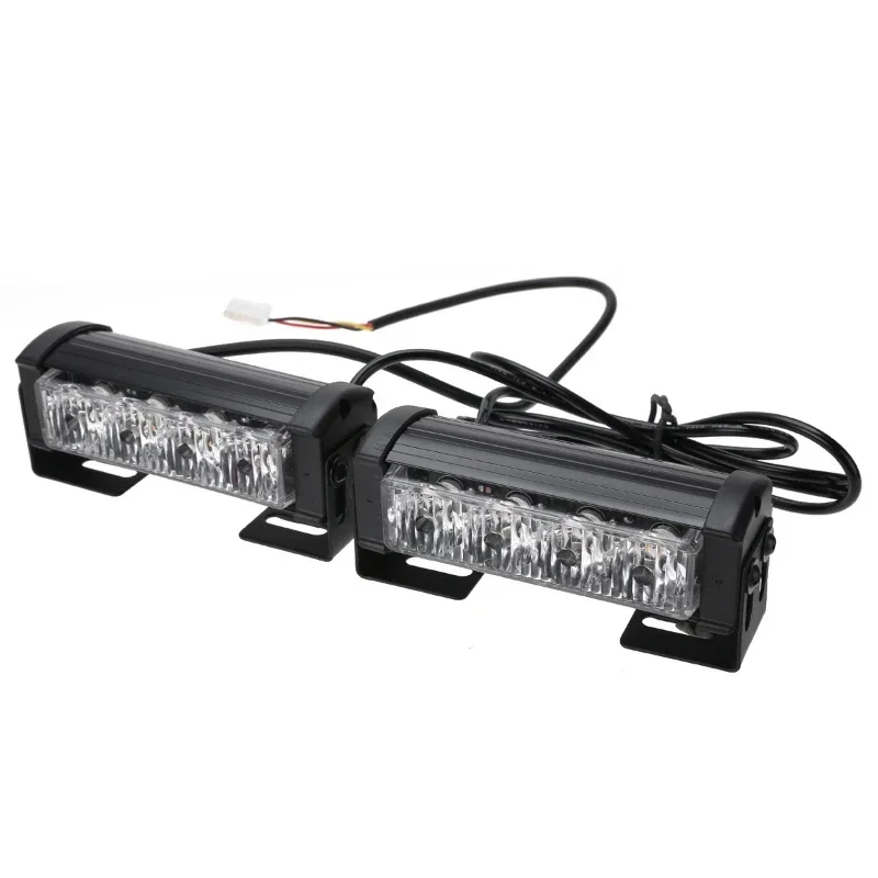 4LED One Drag Two Strobe Middle Net Warning Light 8LED Strobe Lamp One Drag Two Long Bumper Light Opening