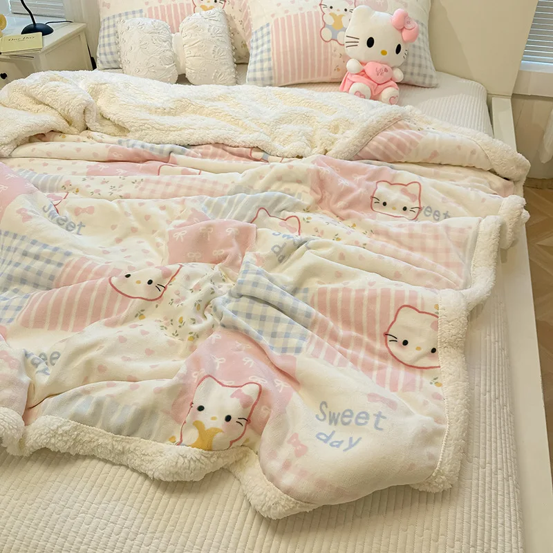 2025 جديد الحليب الضأن الصوف بطانية الكرتون لطيف Ins الرياح الشتاء أريكة بطانية سميكة بطانية مكتب قيلولة بطانية #6