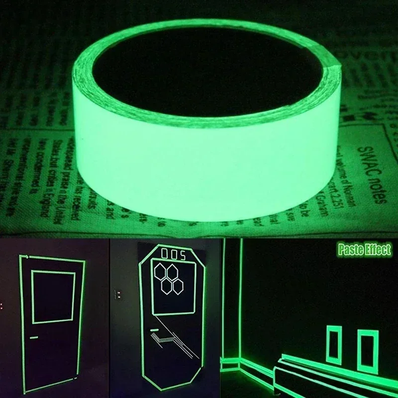 5M Glow in The Dark Tape, Fluorescent Safety Warning Stair Tape, Strong Adhesive Fire Escape Luminous Tape for Home Decor, DIY,