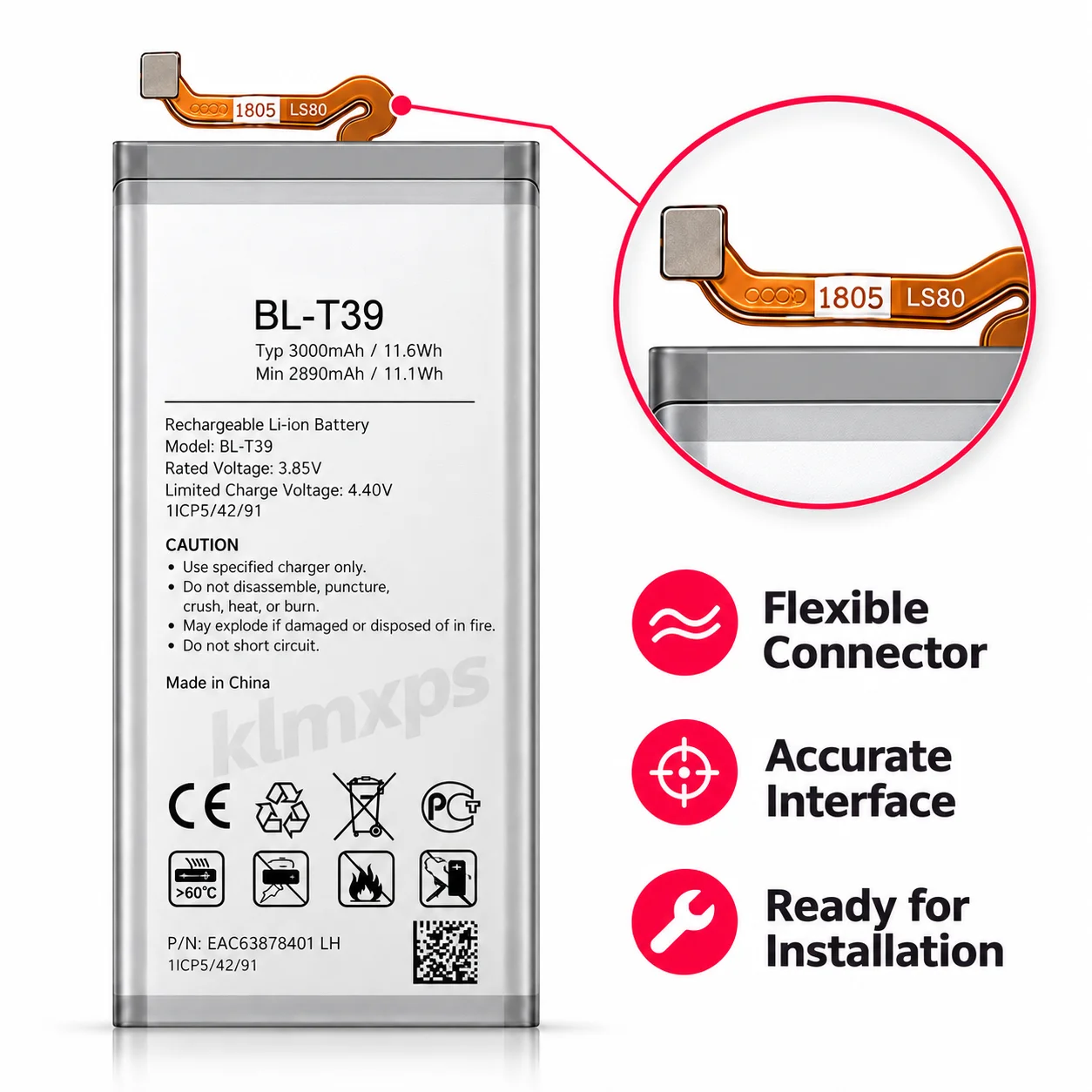 Premium Replacement Battery BL-T39 3000mAh For LG G7 ThinQ G7+ Q7 LM-G710 BLT39 Phone Repair Battery With Free Tool Kit view 4