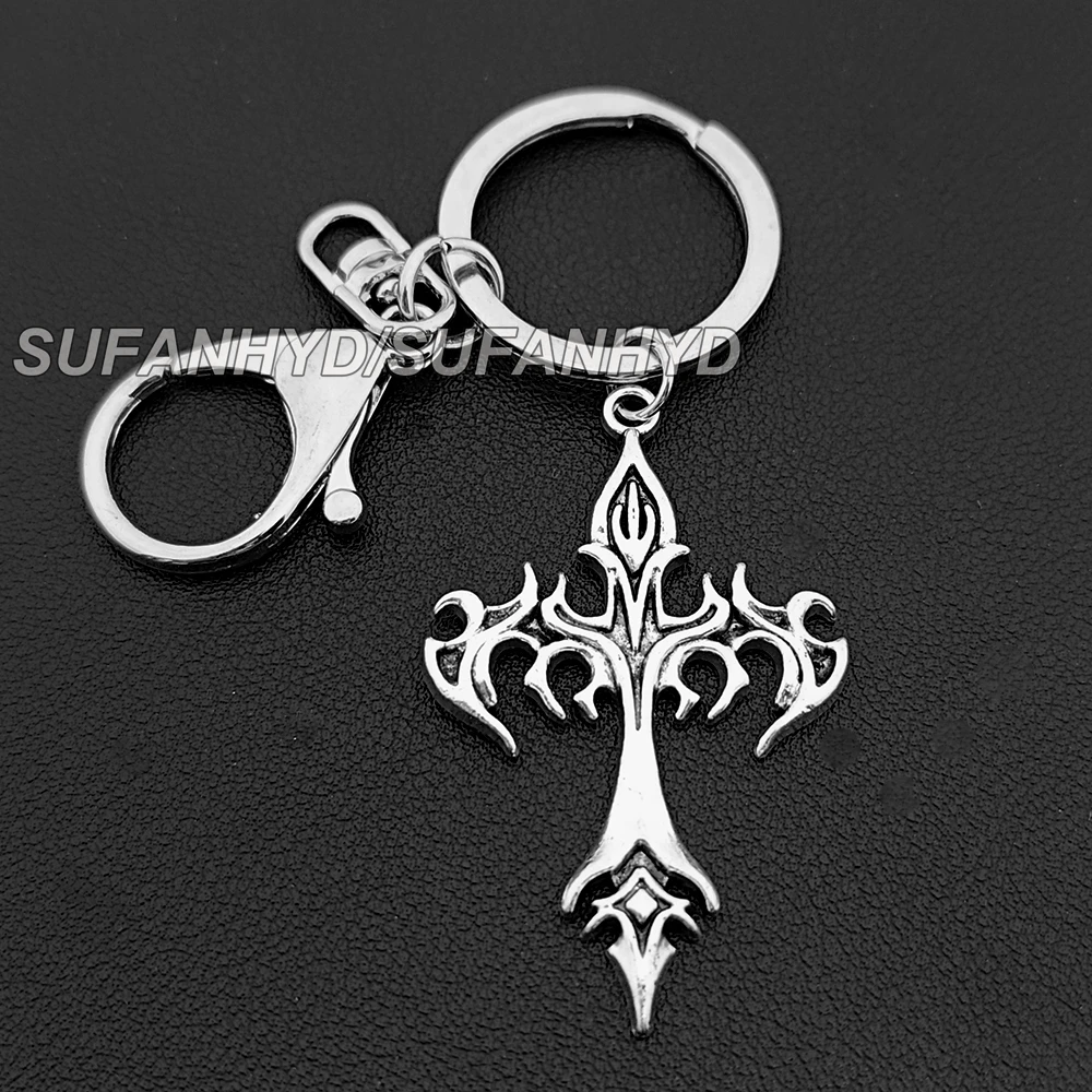 1-шт-серебряный-цвет-большой-кулон-с-огненным-крестом-брелок-для-мужчин-готические-украшения-модные-панк-брелки-с-пряжкой-для-женщин