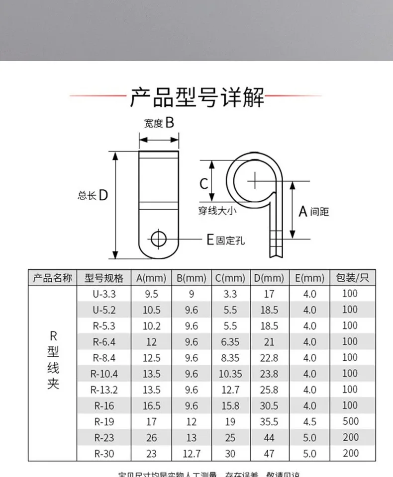 100PCS 16mm R-Type Nylon Cable Clamp 5/8