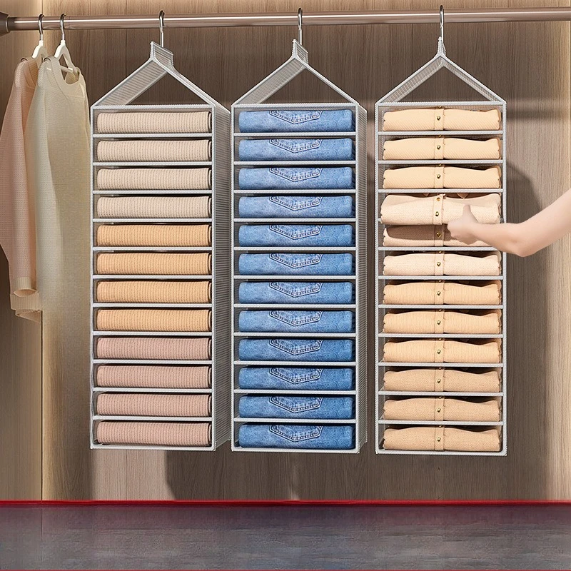 Pants, clothes storage hanging bags wardrobe layered hanging clothes separation and sortingdivine toolfor homefabric storagerack