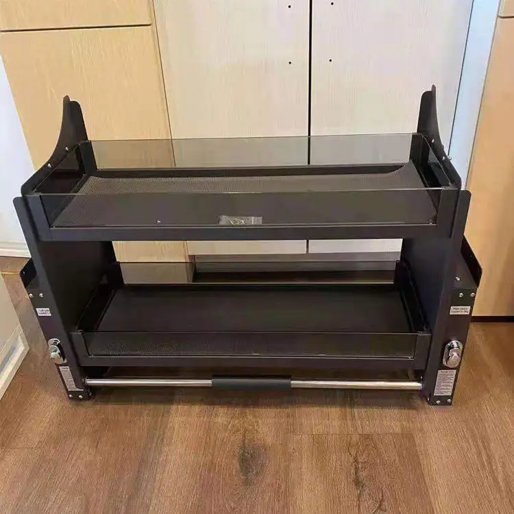 سلة رفع المطبخ، خزانة تخزين، سلة مصعد قابلة للسحب للأسفل، سلة زجاجية #3