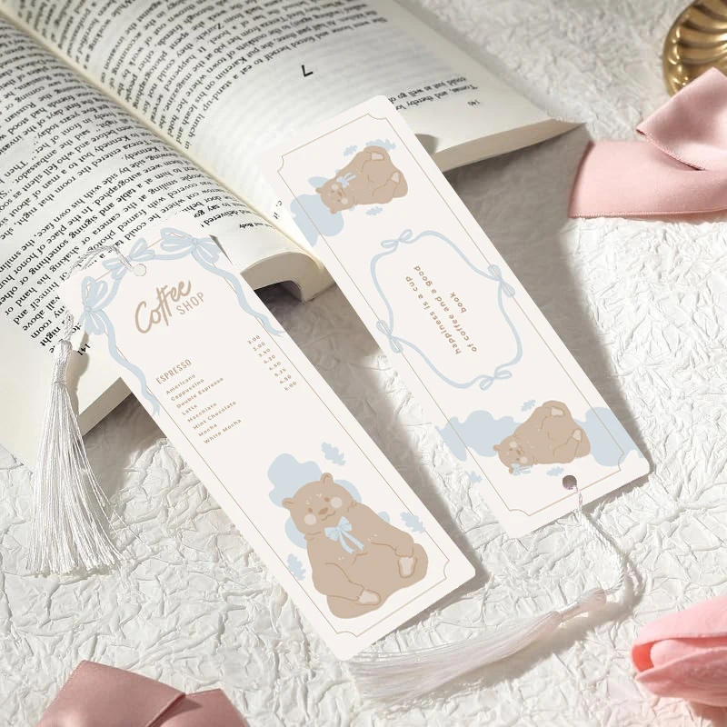 

2 PET printed bookmarks to add fun to reading, the perfect back-to-school gift for campus (random tassel color)