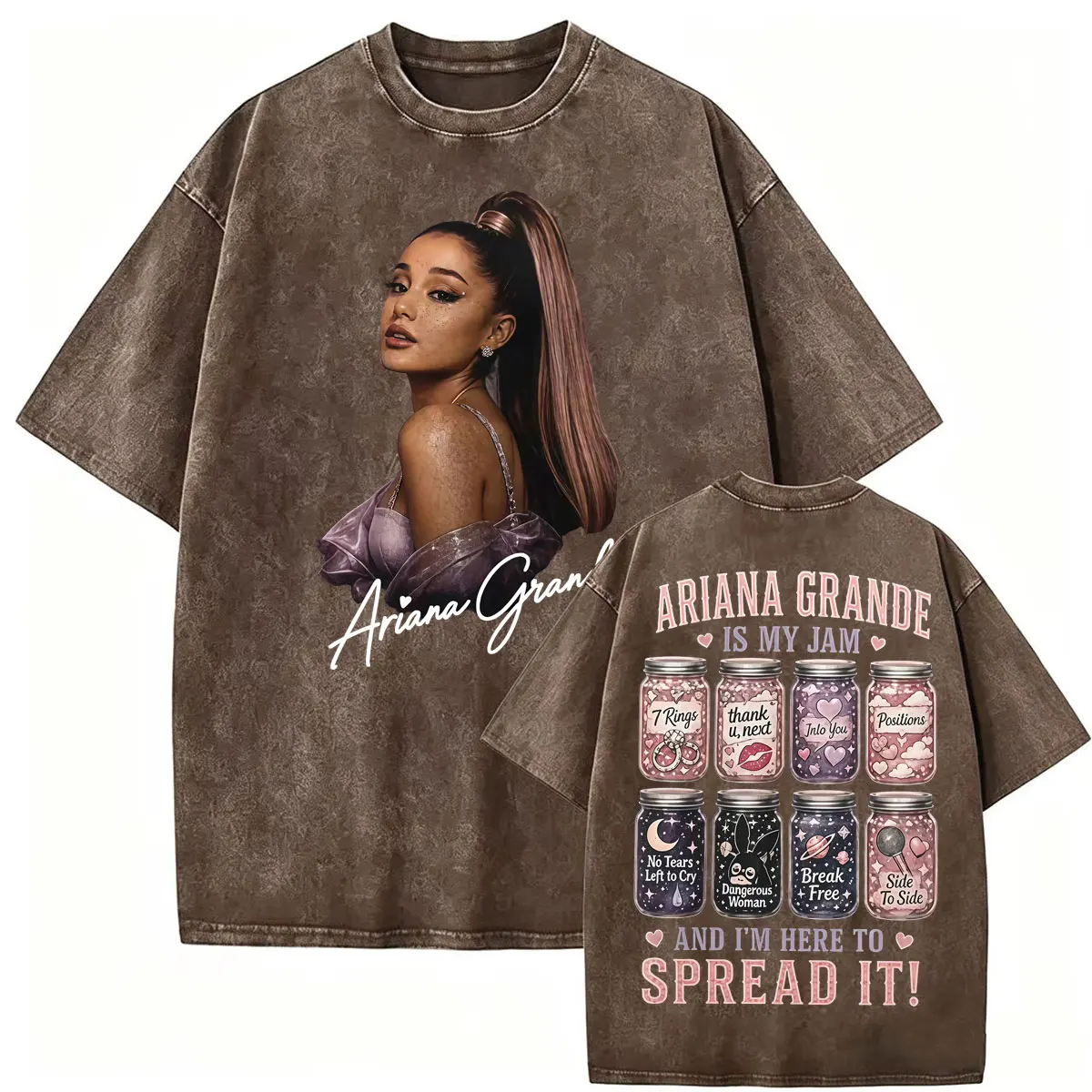 Ariana Grande Is My Jam and I’m Here To Spread It Vintage Washed T-shirts Men Women Fashion Aesthetics Casual T Shirt Streetwear