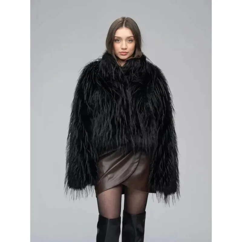 Dames Winter Tops Jas Namaakbont Pure kleur Warm Vintage Eenvoudig Comfortabel Los Casual Design Mode Zacht Nis Veelzijdig