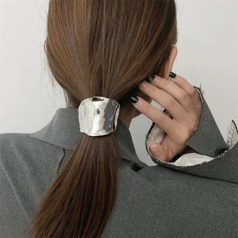 2022 Korean Metal Irregular Concave-Convex Lava Insert Hairpin for Women Retro High-Quality Ponytail Holder Hairpin Headdress