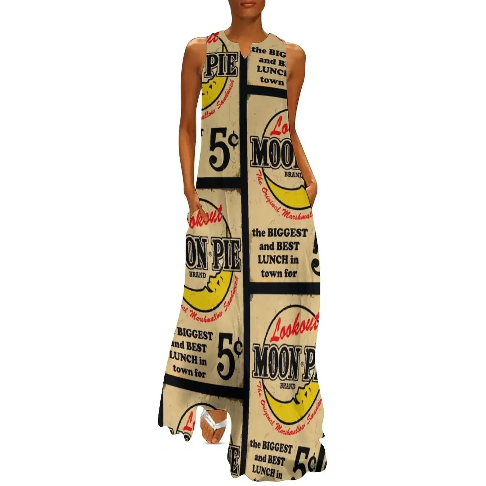 

MOON PIE VINTAGE ADVERTISEMENT SIGN TYPOGRAPHY Long Dress Casual dresses summer dress for women 2025 Elegant gown Dress