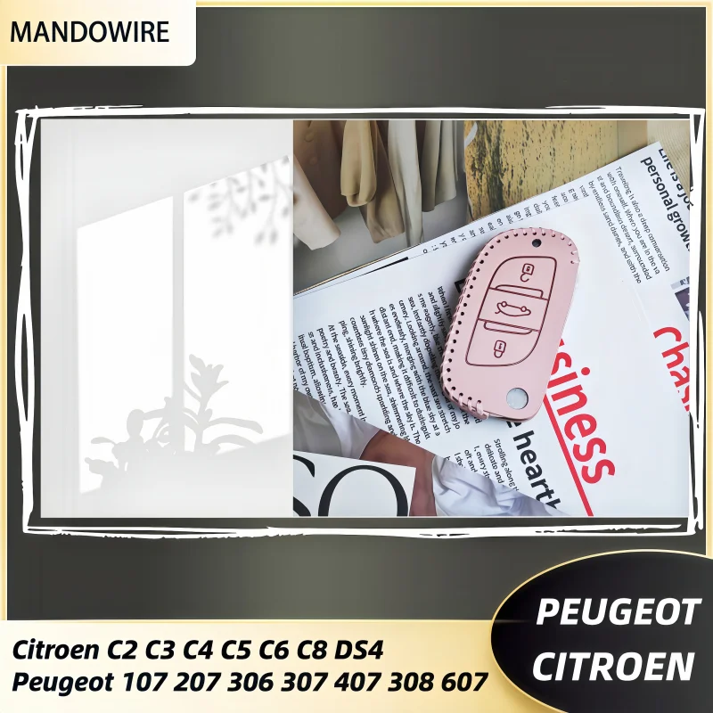 

Кожаный чехол для автомобильного ключа Oli, брелок для Peugeot 107 207 306 307 408 607 для Citroen C2 C3 C4 C5 C6 C8 DS4 Protector