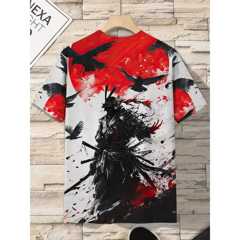 3D Digital Print Samurai Ghost Hand T Shirt Men 2026 Comfortable Stretchy Crew Neck Short Sleeve Tee Regular Fit Spring