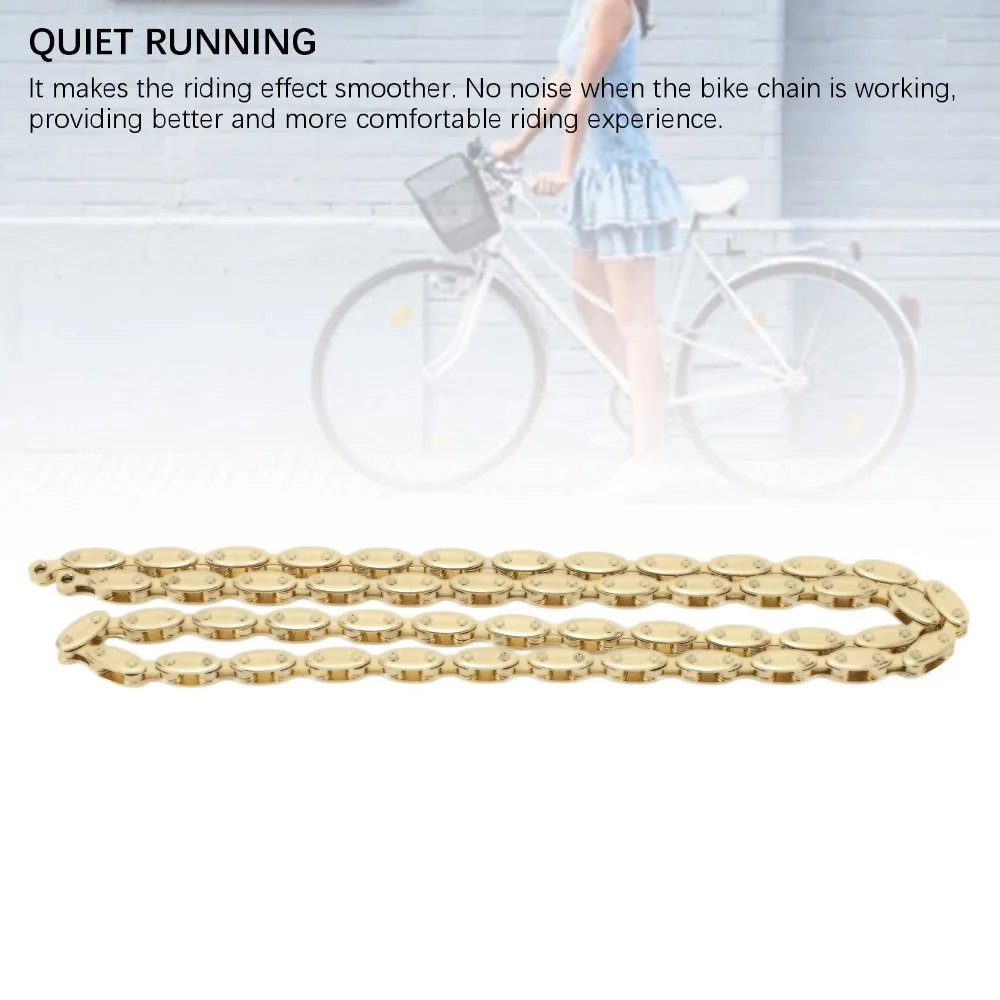 

Durable 100 Link Bike Chain Gold Olive Fixed Gear Chain Manganese Steel Single Speed Bike Chain Cycling Accessories