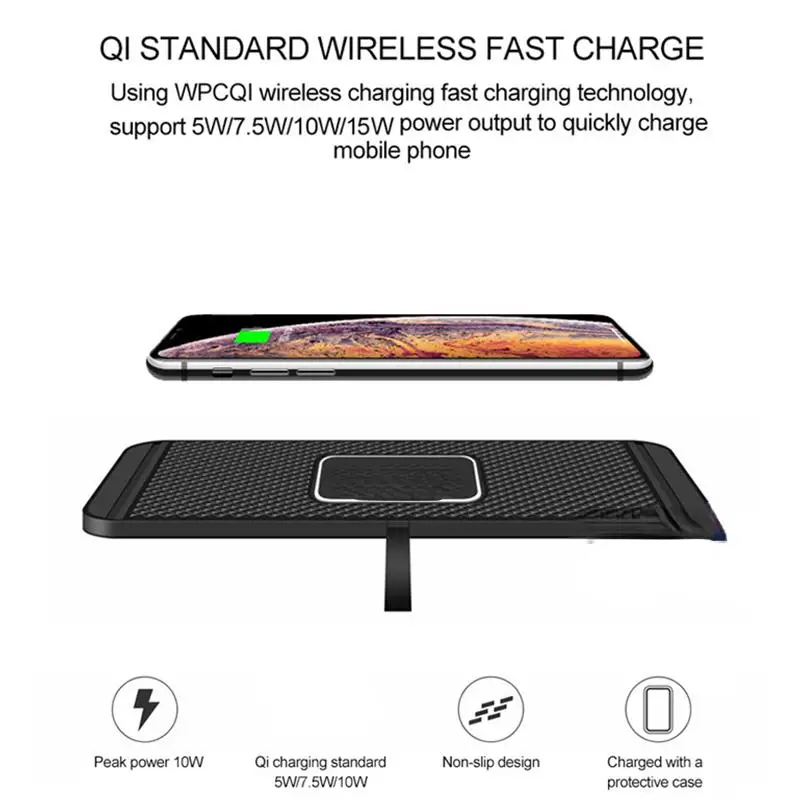 Car Fast Wireless Charger Silicone Pad Cradle Stand Dock 15W for Samsung S20 S10 iPhone 12 11 Pro Xs Max Wireless Charging Stand