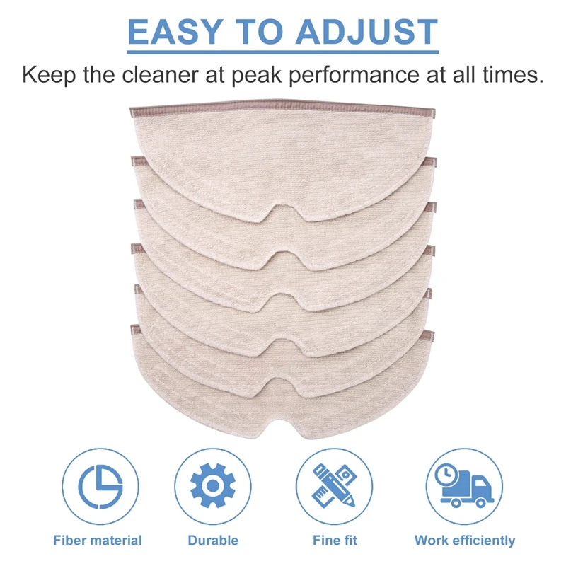 

ABYN-6Pcs Салфетки для мытья полов с полным покрытием для Xiaomi Roborock S5 S50 S51 S55 S6 S6 MAXV S5 MAX E25 E35 Пылесос