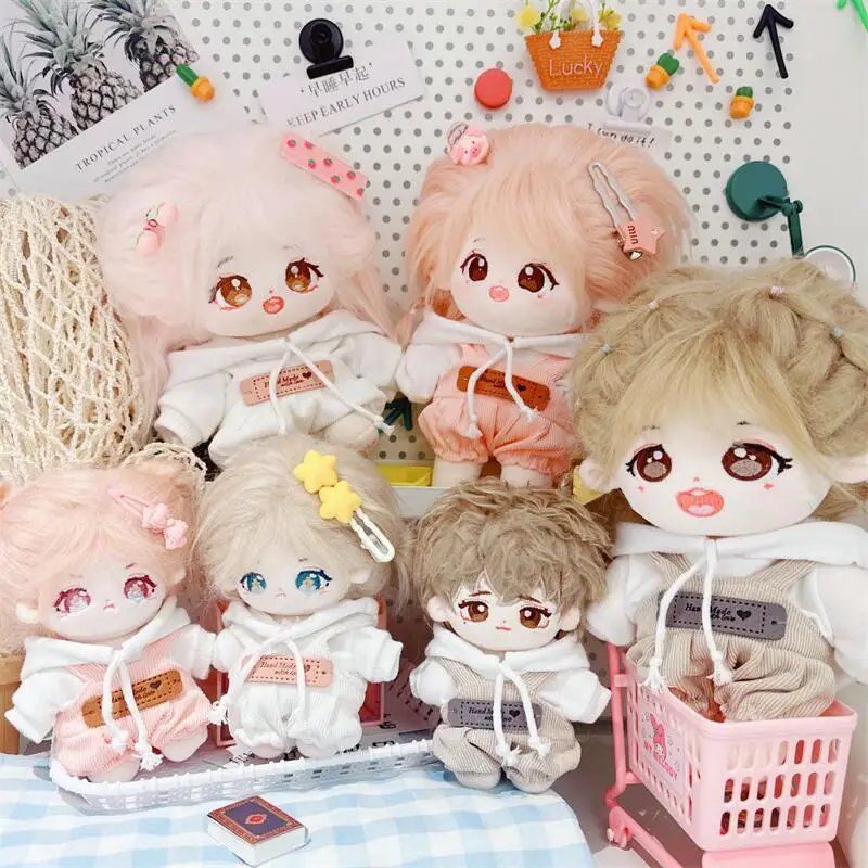 10/20cm Idol Doll Clothes Cute White Hoodie Rompers Suit DIY Mini Doll Clothing Accessories for Girls Fans Kids Collection Gifts