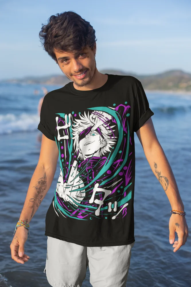 Jujutsu Kaisen Gojo Satoru Black T-Shirt Anime Manga Soft Tee All Sizes