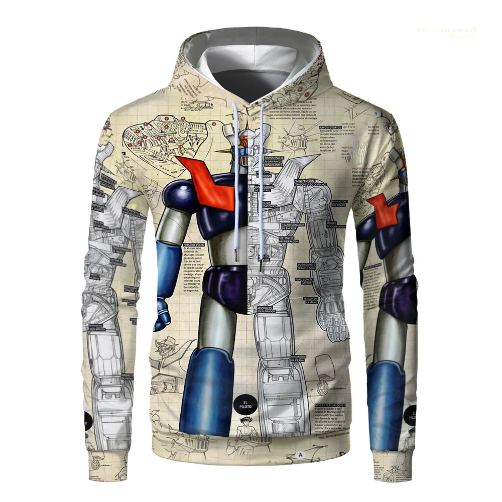 Hot Sale Mazinger Z Anime Men Hoodie 3D Print Robot Manga Pullover Hoodies Harajuku Oversized Graphic Kids Boys Sweatshirts Tops