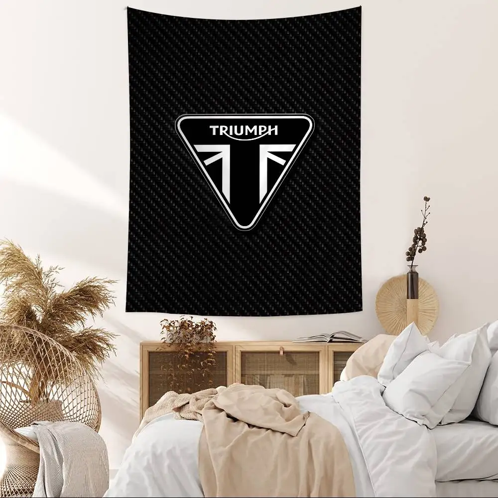 T-Triumphs Logo Printed Large Wall Tapestry Indian Buddha Wall Decoration Witchcraft Bohemian Hippie Decor Blanket