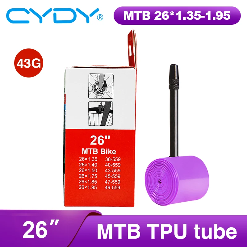 43g CYDY TPU 튜브 MTB 26 27.5 자전거 이너 카메라 26/27.5x1.35 1.4 1.5 1.75 1.85 1 ...