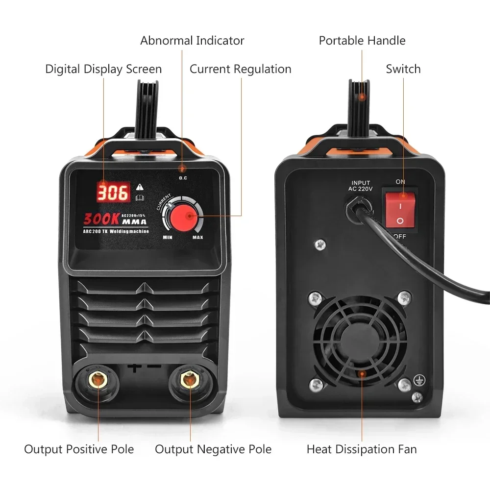 Máquina de soldadura eléctrica de MMA-300, soldador compacto ajustable de corriente portátil de 220V, Manual, arco de Metal