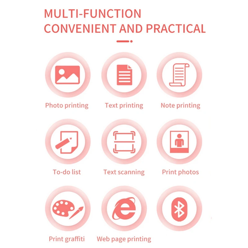 Mini Pocket Label Printer, Inkless, Sem fio, Bluetooth, Tags térmicas, Embarque Pass, Note Photo Printing, Portátil
