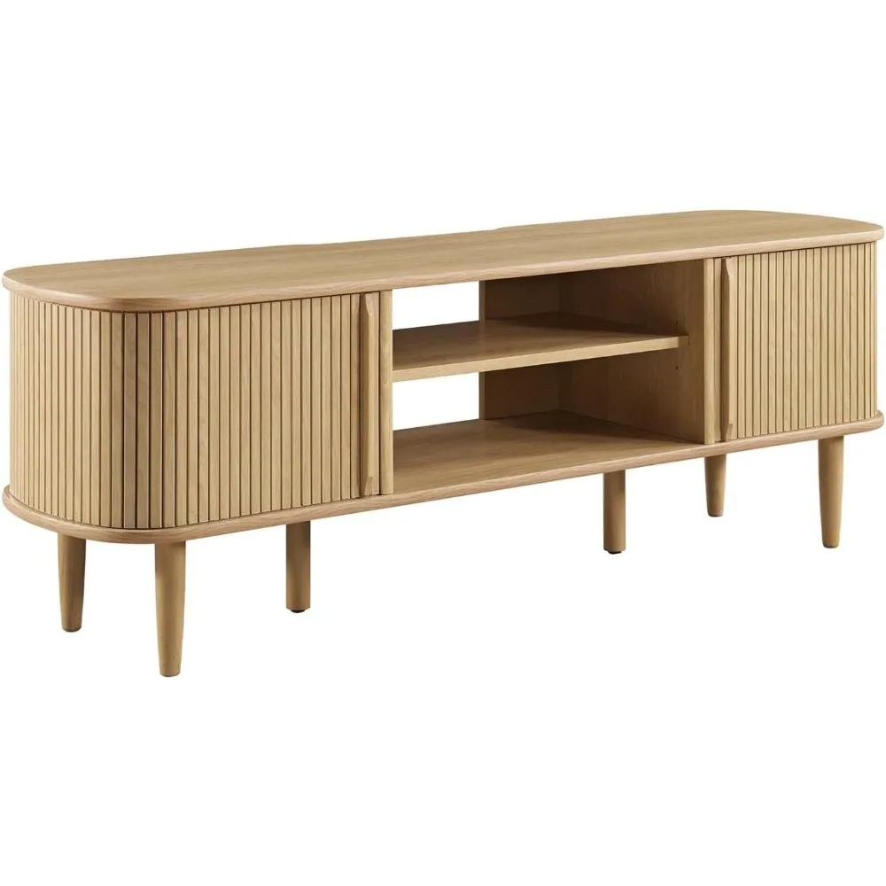 Media TV Stand em Oak, Contour Mid-Century Modern, 55 ", 15x54x18.5