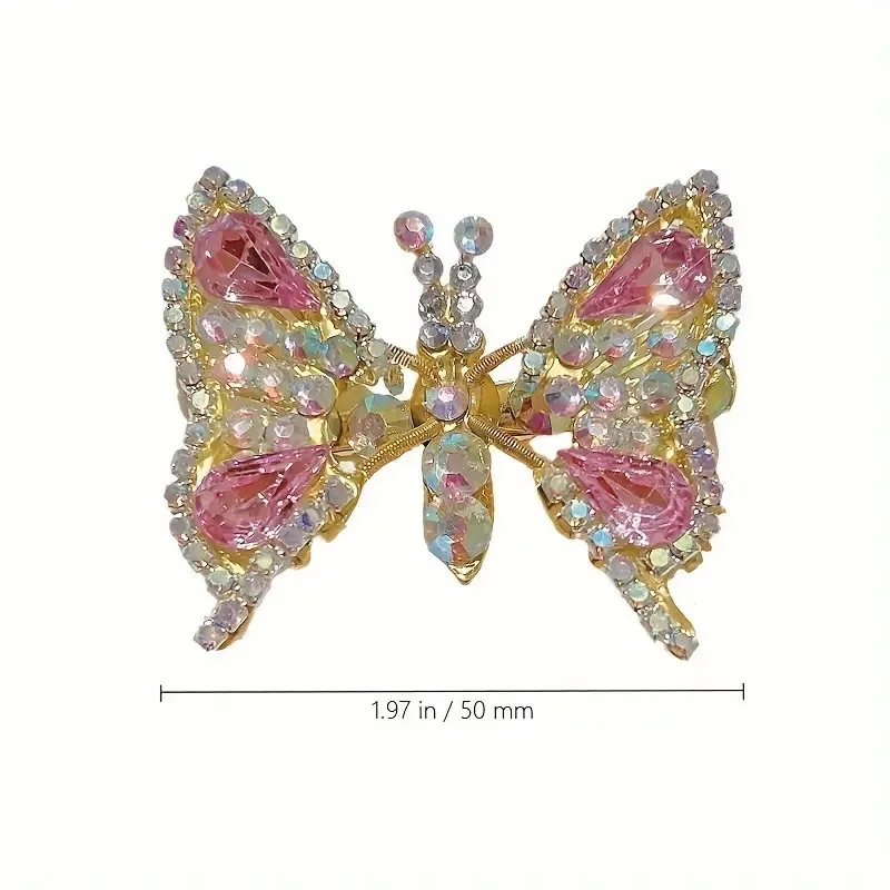 Pince à cheveux papillon mobile pour femme, diamant d\'eau, crocodile mignon, anti-ald, décoration de cheveux d\'été