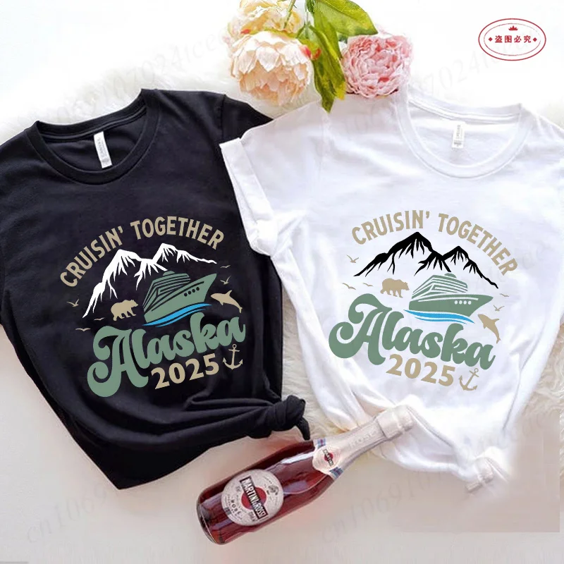 Cruising Together Alaska 2025 T-Shirt Alaska Cruise Team Shirt Family Cruise Squad Party Tops Vacation Trip Tees Unisex Clothing