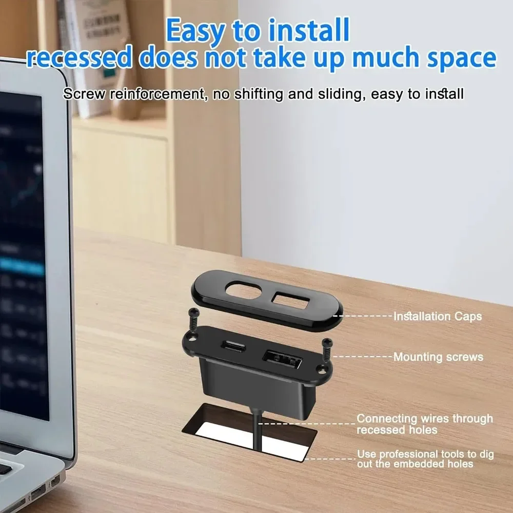 KEBIDUMEI Embedded Desktop Socket USB C Charger Furniture Sofa Socket Multifunctional Concealed Fast Charging Cable Connector view 6