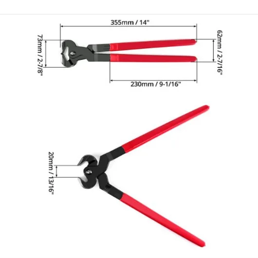 Duty Horse Hoof Nipper, Red Handle Farrier Tool for Horse Hoof Trimming & Horseshoe Nail Cutting