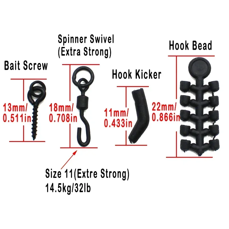 6Set=24pcs Carp Fishing Spinner Rig Kit Hook Bead Quick Change Swivel Bait Screw For Carp Hair Rig Fishing Accessoreis Tackle