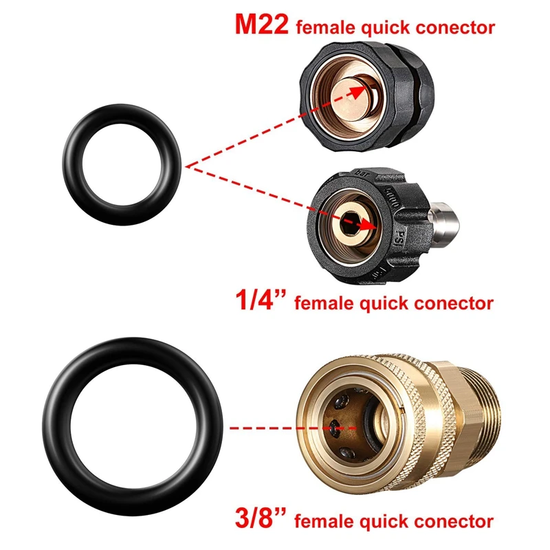 50 Pieces Power Pressure Washer O-Rings Replacement For 1/4 Inch,3/8 Inch,M22 Quick Connect Coupler