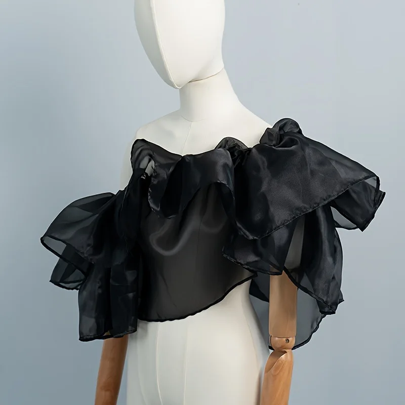 Mingli Tegnda Bride Bow Handmade Large Train Wedding Back Bow Detachable Brdie AccessorIes Runway Rerformance Black Lotus Leaf