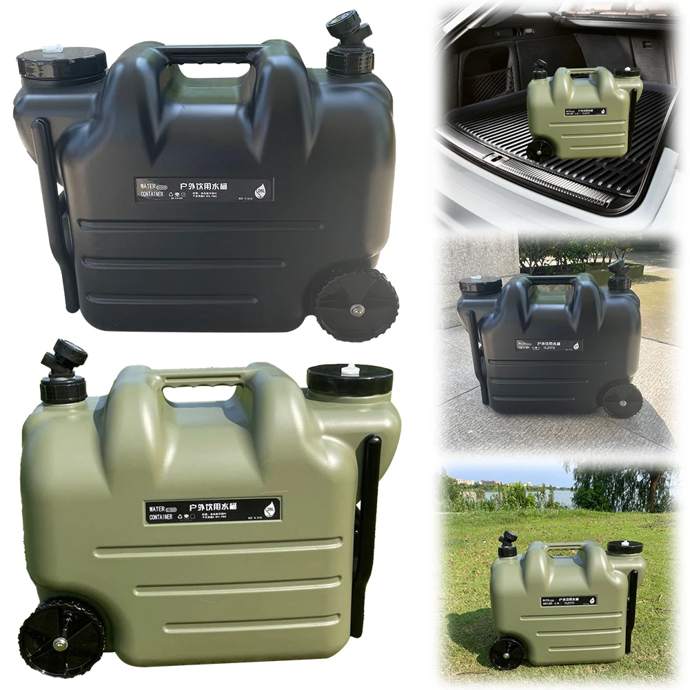 Contenedor de agua para acampar con grifo y Rueda, tanque de agua de gran capacidad para acampar, barbacoa al aire libre, portador de almacenamiento, 28L