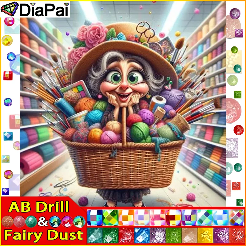 

DIAPAI Fairy Dust AB 5D Алмазная вышивка Набор для рукоделия "Старый леди Пряжа" Diy Алмазная картина Вышивка крестиком Украшение дома