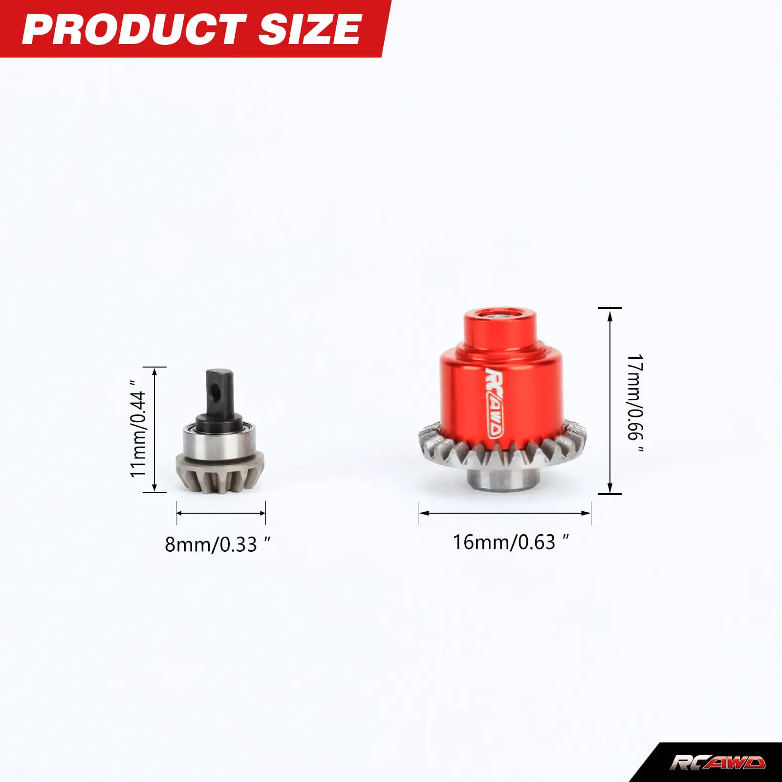 RCAWD All metal differential assembly+driving gear for FMS FCX24 1/24 crawlers Upgrades Parts