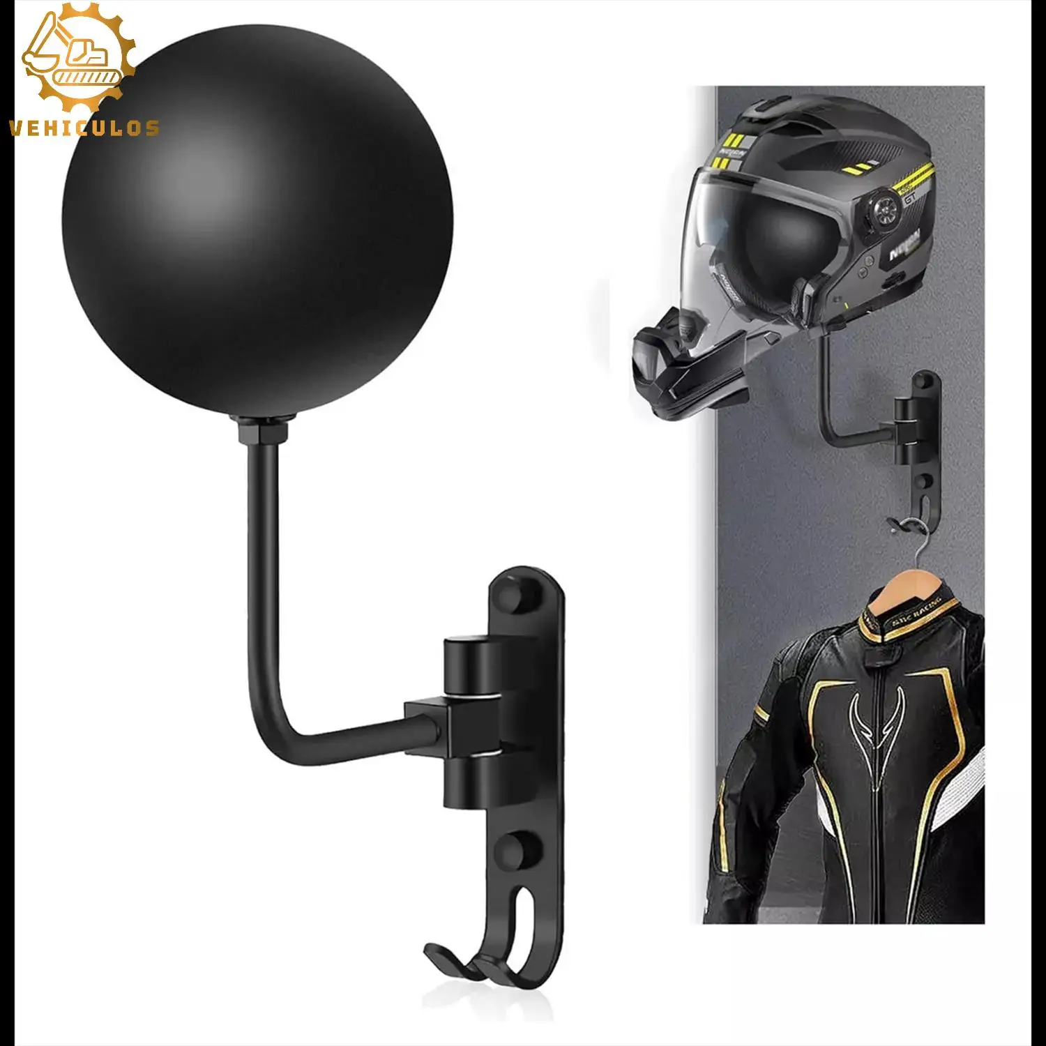 Motorcycle Helmet Rack Wall Mount Helmet Holder 180 Rotation Hanger With Double Hook Bike Helmet Holder Accessories Parts