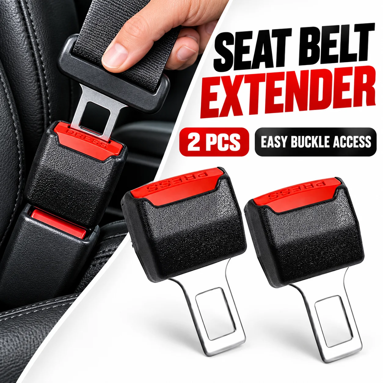2PC Car Seat Belt Clip Extender Safety Seatbelt Lock Buckle Plug Thick Insert Socket Extender Safety Buckle Seat Belt Accessorie