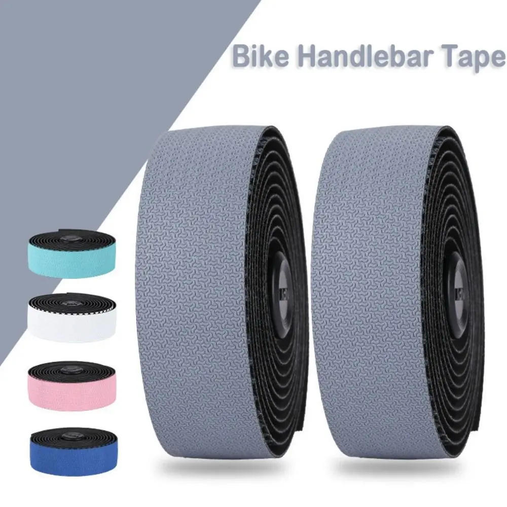 1Pair PU+EVA Bike Handlebar Tape Breathable Anti-Vibration Bicycle Handle Belt Straps With 2 Plugs Anti-Slip