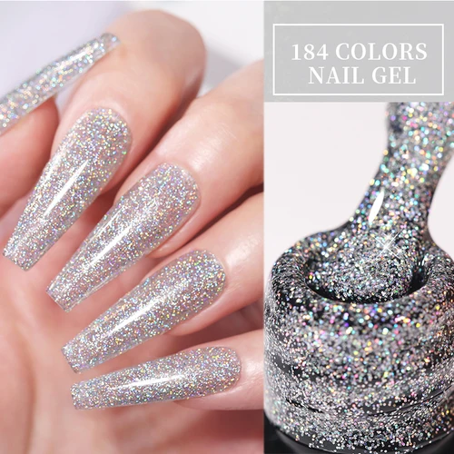 LILYCUTE 7ml esmalte de uñas de Gel colorido lentejuelas brillantes plateadas semipermanente remojo de Gel UV manicura barniz de Gel de Arte de uñas brillante