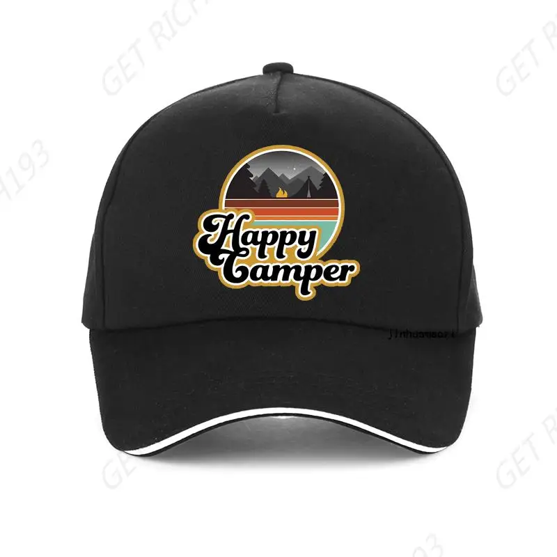 

Happy Camper Cap Outdoor Camp Camping Men Women Baseball Cap Green Hiking Outdoor Sport Trucker Cap