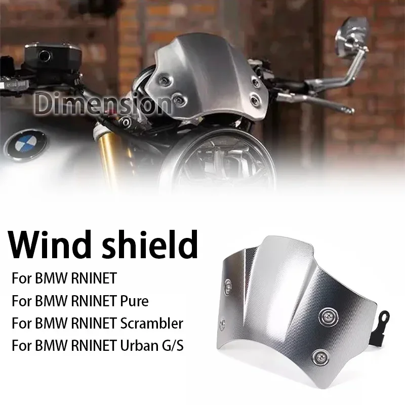 

Motorcycle Windshield For BMW R NINET NINET RNINE T 9 T Racer Pure Urban Scrambler 2014-2023 Aluminum Wind Deflector Windscreen