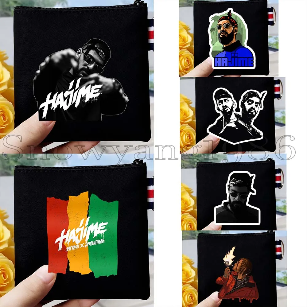 

6PCS Hajime Miyagi Andy Panda Great Rap Artist Canvas Coin Purse Canvas Bag Square Key Bag Storage Card Bag Wallet Zipper Pouch