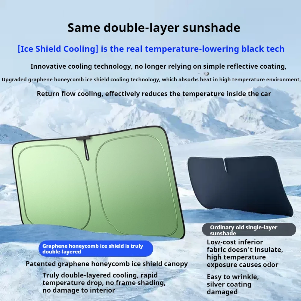 Car front windshield sun protectionandcooling insulation board without umbrella fracture stack storage portable sunshade curtain