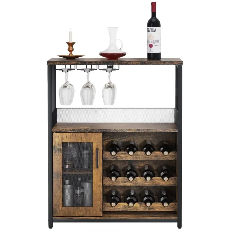 

Modern Design Living Room Bar Cabinet Wooden Storage 5 Layers Wine Rack Metal customization