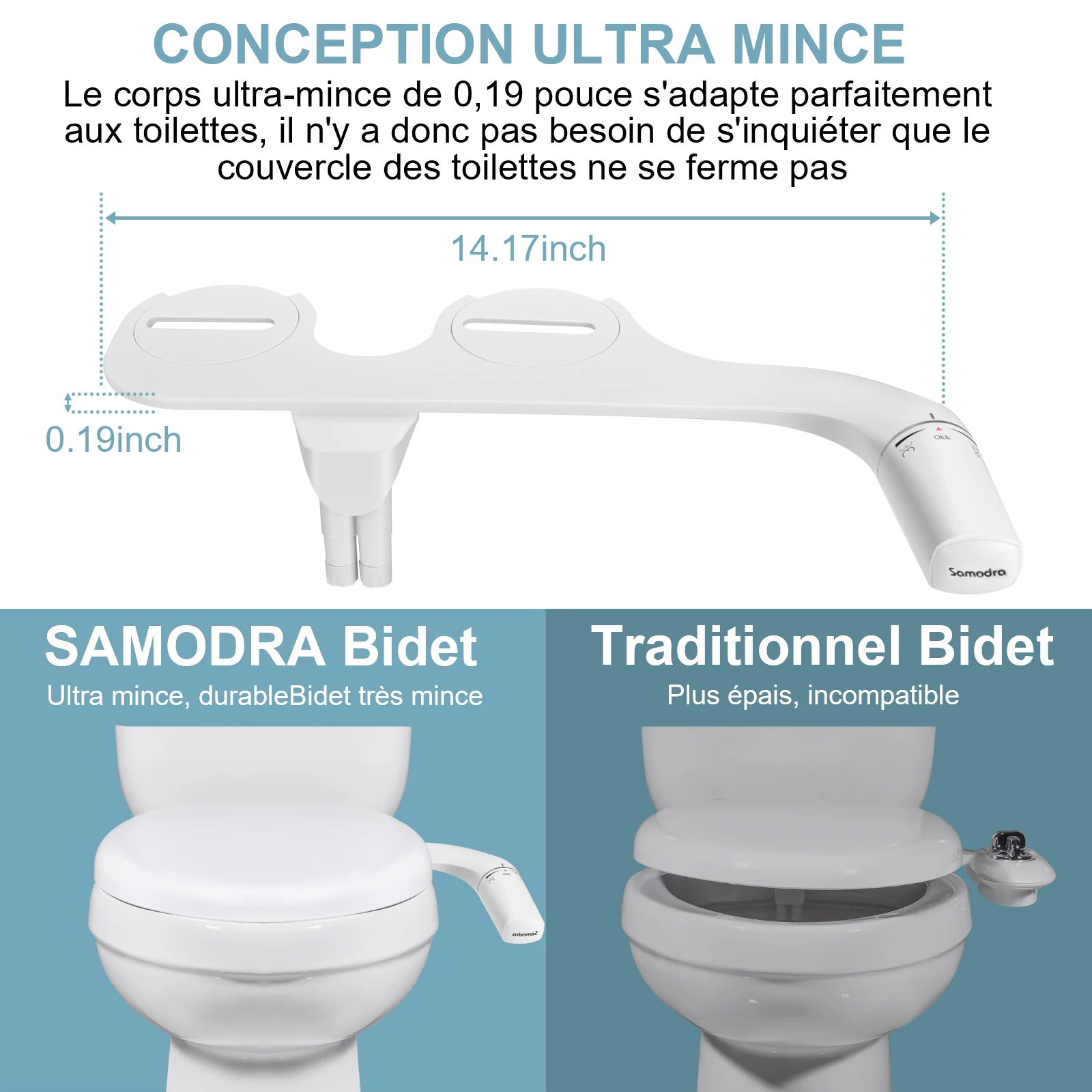 SAMODRA Right/Left Hand Toitet Bidet Sprayer Non-Electric Dual Nozzle Bidet Toilet Seat Hygienic Shower For Bathroom Accessories