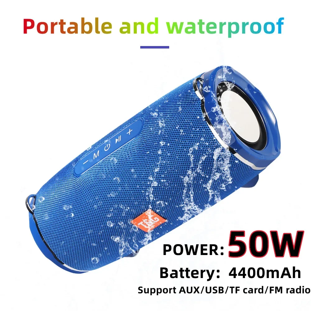 TG187 High-Power 50W Portable Waterproof Bluetooth Speaker Speaker Wireless Bass Speaker Bass MP3 Player FM Radio 4400mAh Batter